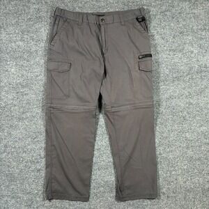 B.C. Clothing Mens Convertible Cargo Pants Size XLx30 Gray Zip Off Outdoor